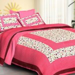 Jaipuri Screen Printed Cotton Double Bed Sheet with 2 Pillow Covers – 90x100 Size - Pink